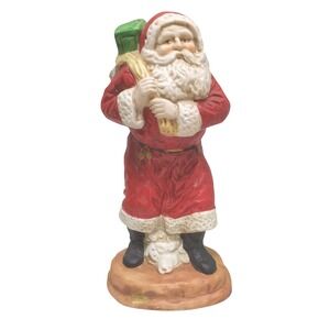 Vintage Hand Painted Santa Christmas Delivery Santa With Toy Bag 8" TALL